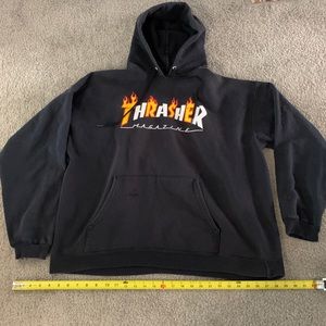 Thrasher vintage hoodie large men L black skate